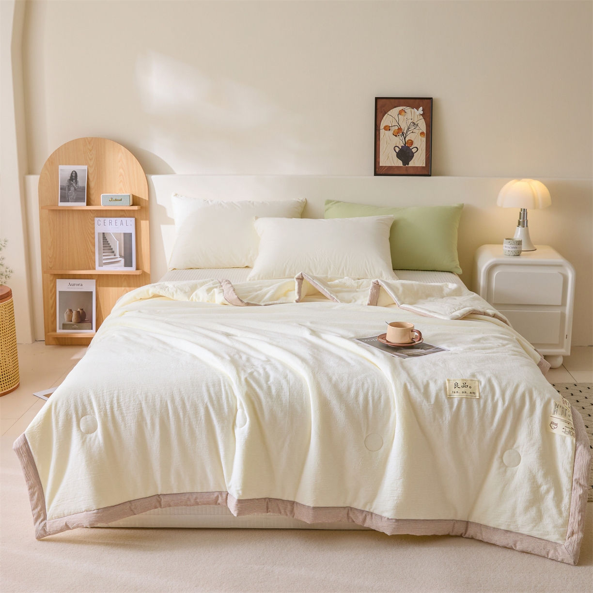 91家纺网 家纺一手货源 找家纺 （总）创优家纺 2026新款无印风21%大豆夏凉被大豆纤维手包边款夏凉被夏被空调被子被芯