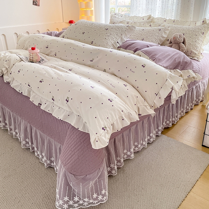 艺慕家纺 2026新款AB版床盖四件套 AB版-紫色樱桃