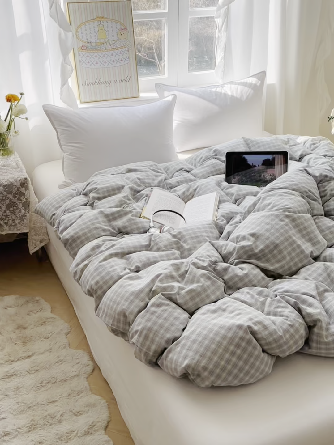 91家纺网 家纺一手货源 找家纺 六巷胡同 2026新款A类全棉纯棉水洗棉色织格子单品被套 被套单件 知序-绿格