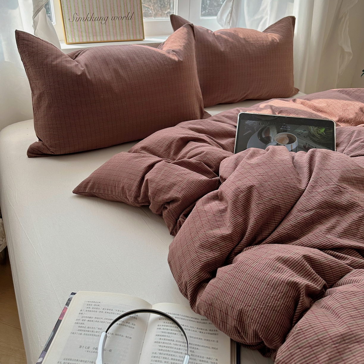 91家纺网 家纺一手货源 找家纺 六巷胡同 2026新款A类全棉纯棉水洗棉色织格子单品被套 被套单件 逐风-红格