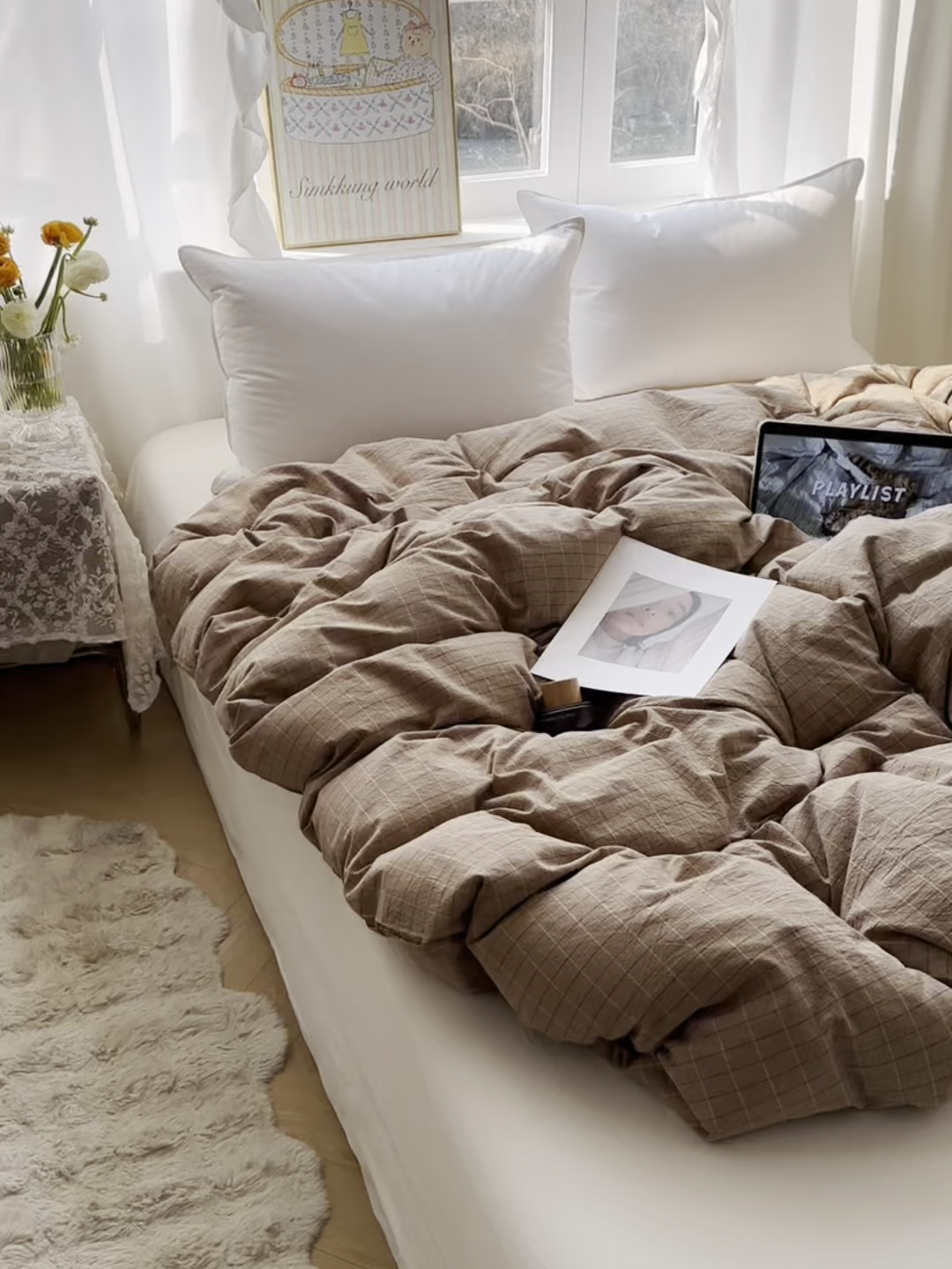 91家纺网 家纺一手货源 找家纺 六巷胡同 2026新款A类全棉纯棉水洗棉色织格子单品被套 被套单件 逐风-咖格