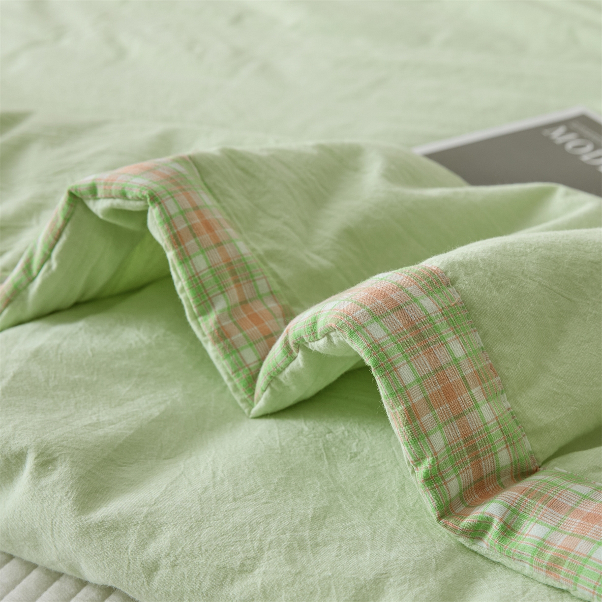 91家纺网 家纺一手货源 找家纺 创优家纺 2026新款无印风21%大豆夏凉被大豆纤维手包边款夏凉被夏被空调被子被芯 良品-果绿