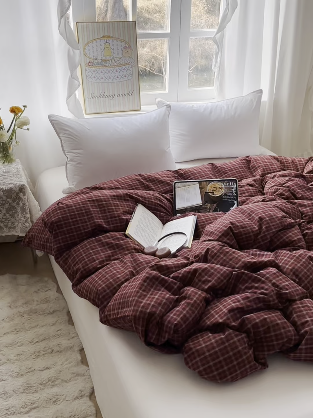 91家纺网 家纺一手货源 找家纺 六巷胡同 2026新款A类全棉纯棉水洗棉色织格子单品被套 被套单件 追光-红格