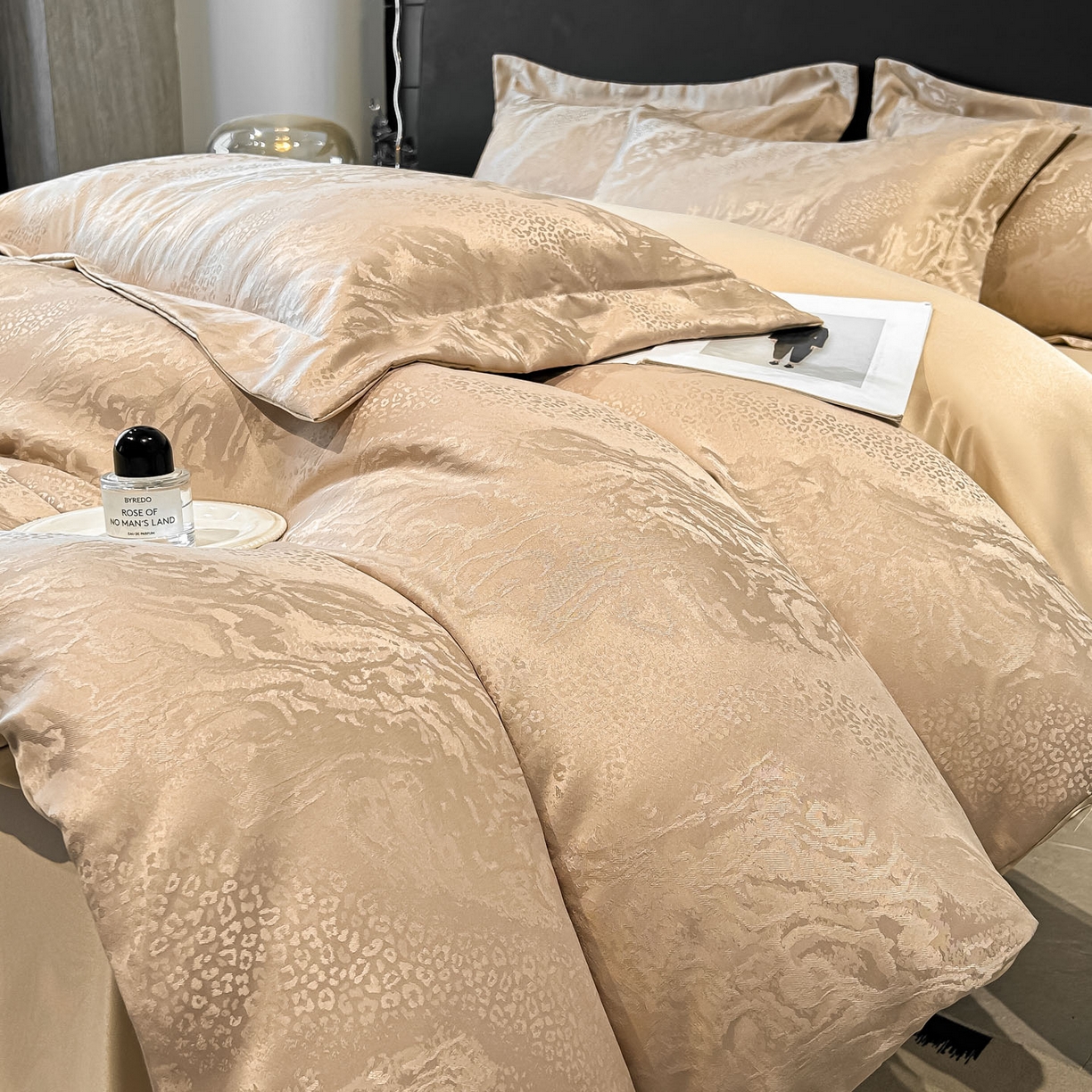 金阳光家纺 2026新款A类简奢款水洗真丝天丝亮丝提花四件套 梵希-香槟