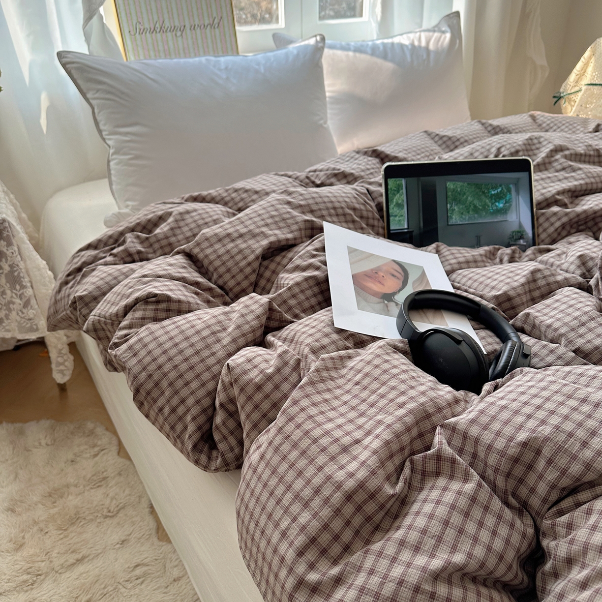 91家纺网 家纺一手货源 找家纺 六巷胡同 2026新款A类全棉纯棉水洗棉色织格子单品被套 被套单件 追光-米格