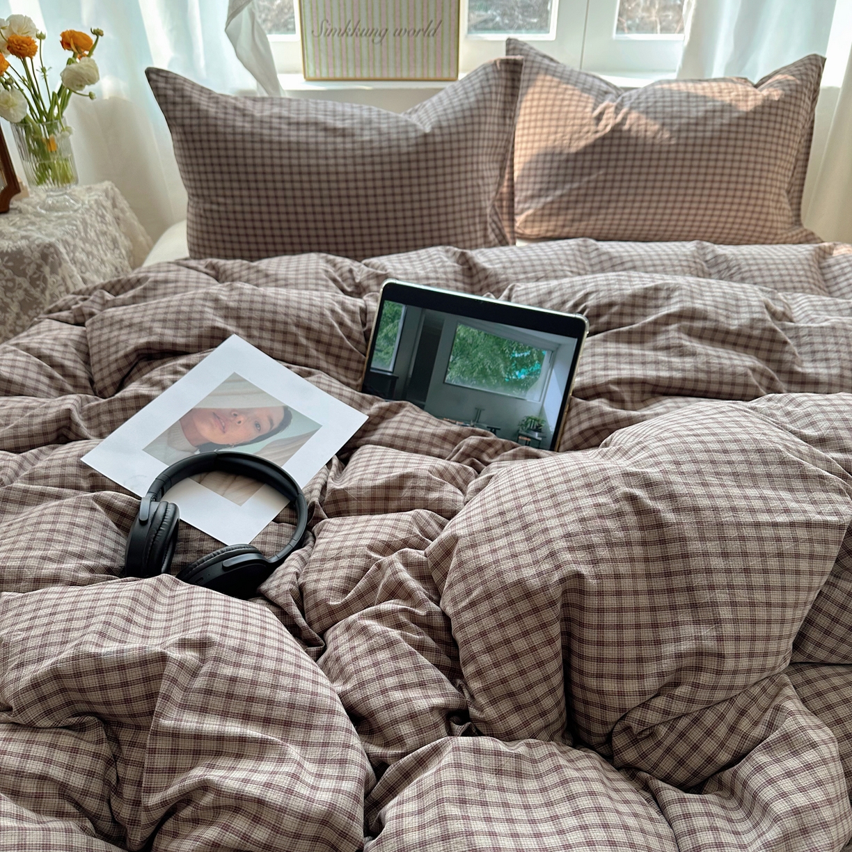 91家纺网 家纺一手货源 找家纺 六巷胡同 2026新款A类全棉纯棉水洗棉色织格子单品被套 被套单件 追光-米格