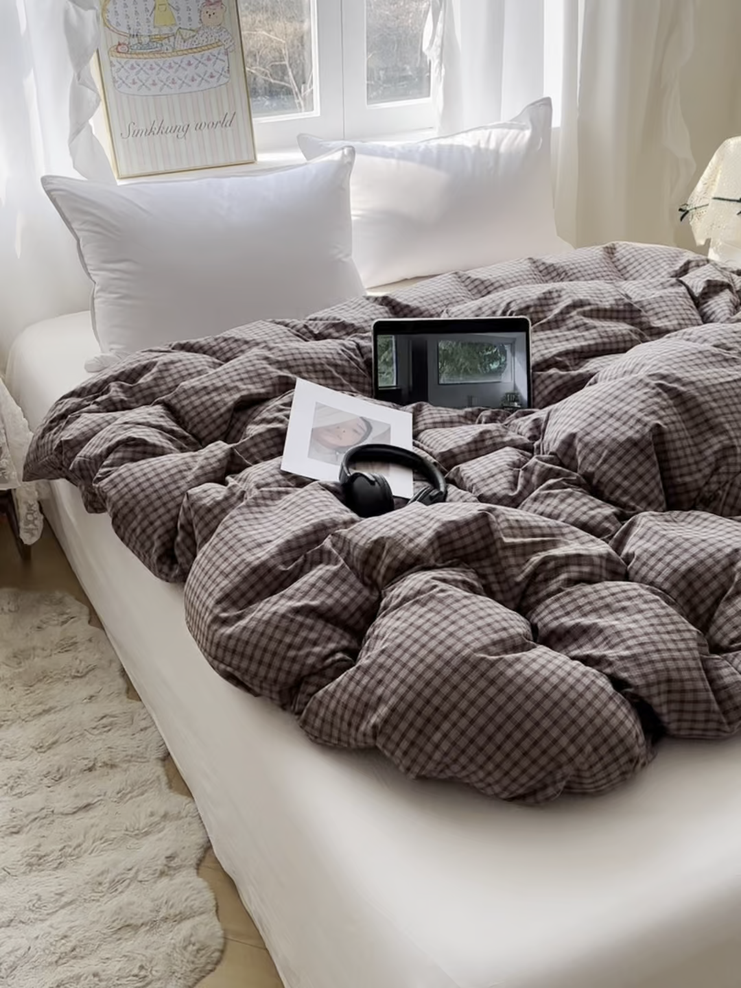 91家纺网 家纺一手货源 找家纺 六巷胡同 2026新款A类全棉纯棉水洗棉色织格子单品被套 被套单件 追光-米格