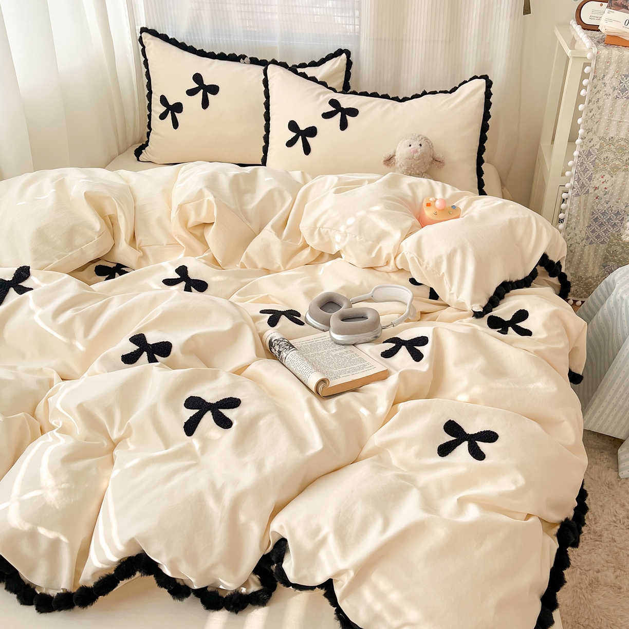 91家纺网 家纺一手货源 找家纺 （总）金阳光家纺 2026新款古法水洗仿棉毛球款四件套