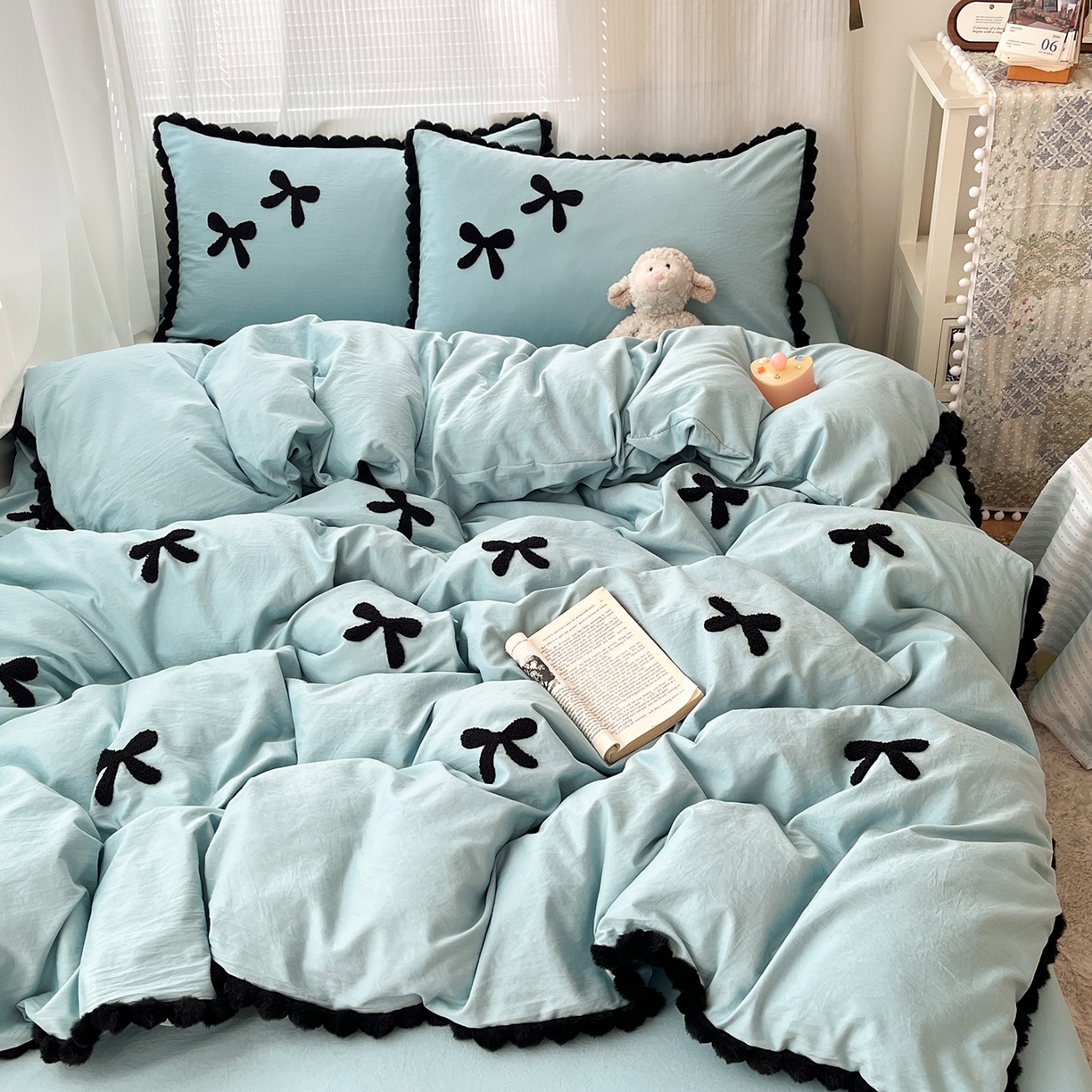 91家纺网 家纺一手货源 找家纺 （总）金阳光家纺 2026新款古法水洗仿棉毛球款四件套