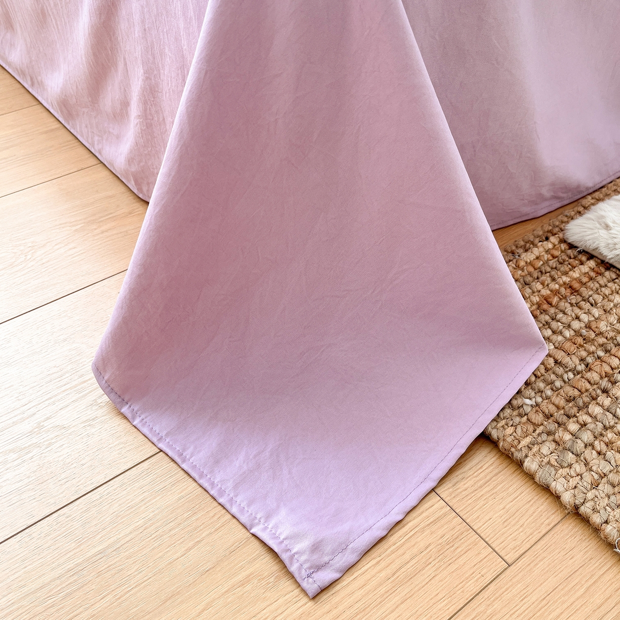 91家纺网 家纺一手货源 找家纺 金阳光家纺 2026新款古法水洗仿棉毛球款四件套 毛球-紫色蝴蝶结