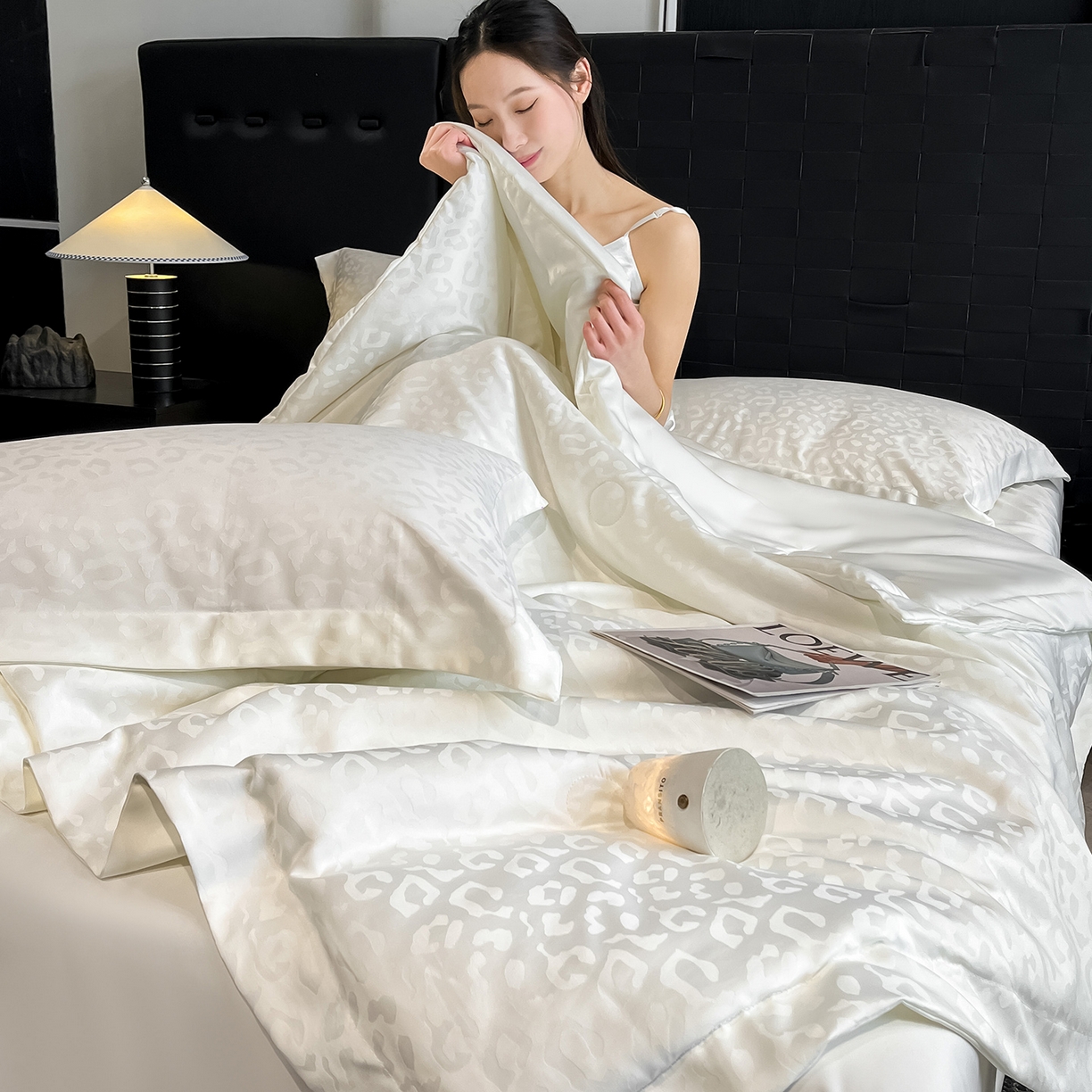 91家纺网 家纺一手货源 找家纺 （总）金阳光家纺 2026新款A类水洗真丝天丝提花高奢豹纹系列夏被夏凉被空调被夏被四件套