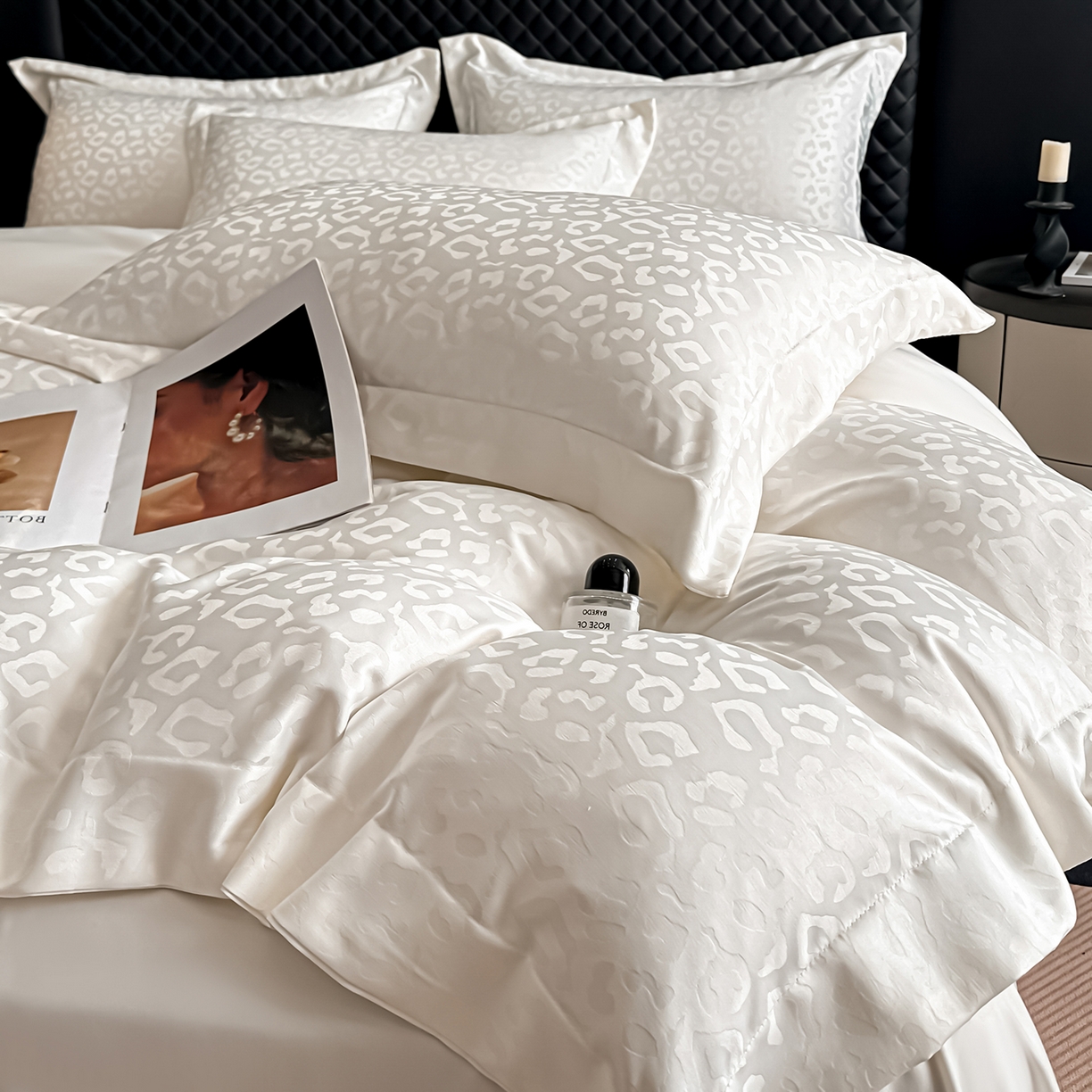 91家纺网 家纺一手货源 找家纺 （总）金阳光家纺 2026春夏新款A类水洗真丝天丝高奢提花豹纹四件套