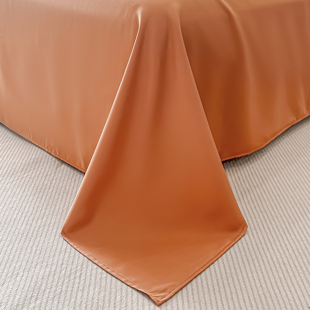 91家纺网 家纺一手货源 找家纺 金阳光家纺 2026春夏新款A类水洗真丝天丝高奢提花豹纹四件套 豹纹-橙色