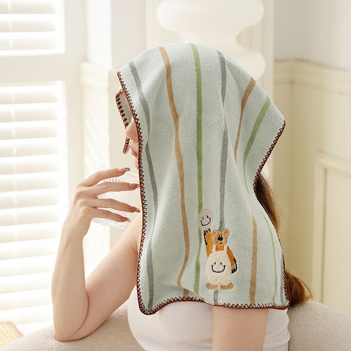 91家纺网 家纺一手货源 找家纺 朴尔家纺-毛巾被 2026新款毛巾绣勾边AB版珊瑚绒速吸速干毛巾浴巾- 背带熊毛巾 背带熊-蓝毛巾35x75cm毛巾