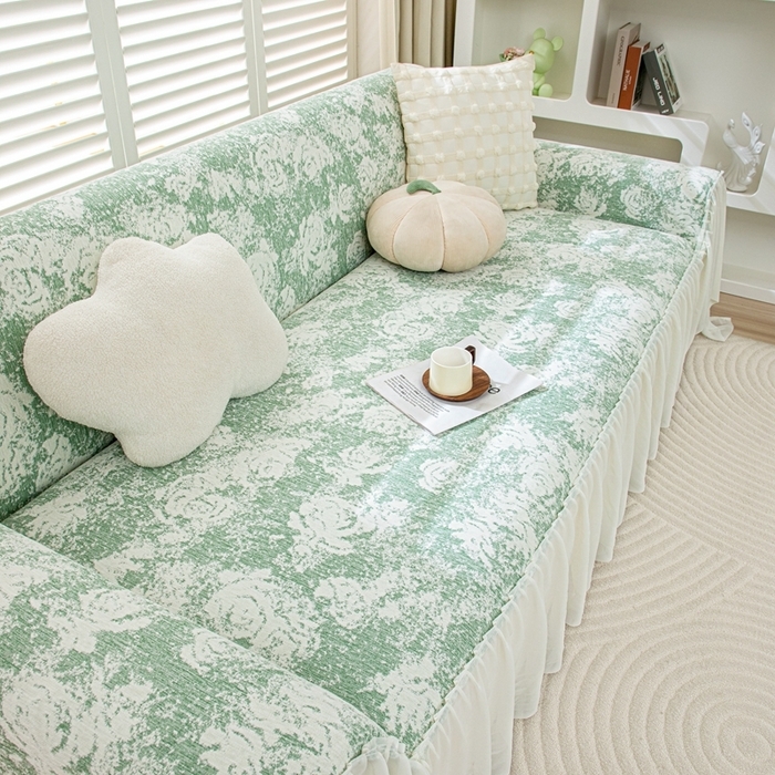 91家纺网 家纺一手货源 找家纺 （总）沐沐家纺 2026新款玫瑰裙边沙发巾