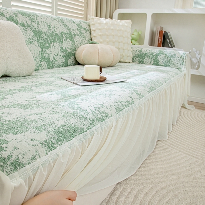 91家纺网 家纺一手货源 找家纺 （总）沐沐家纺 2026新款玫瑰裙边沙发巾