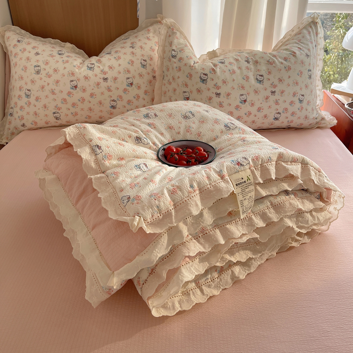 91家纺网 家纺一手货源 找家纺 （总）宝士康家纺 2026新款10A抗菌提花色织花边单夏被/夏被四件套/空调被