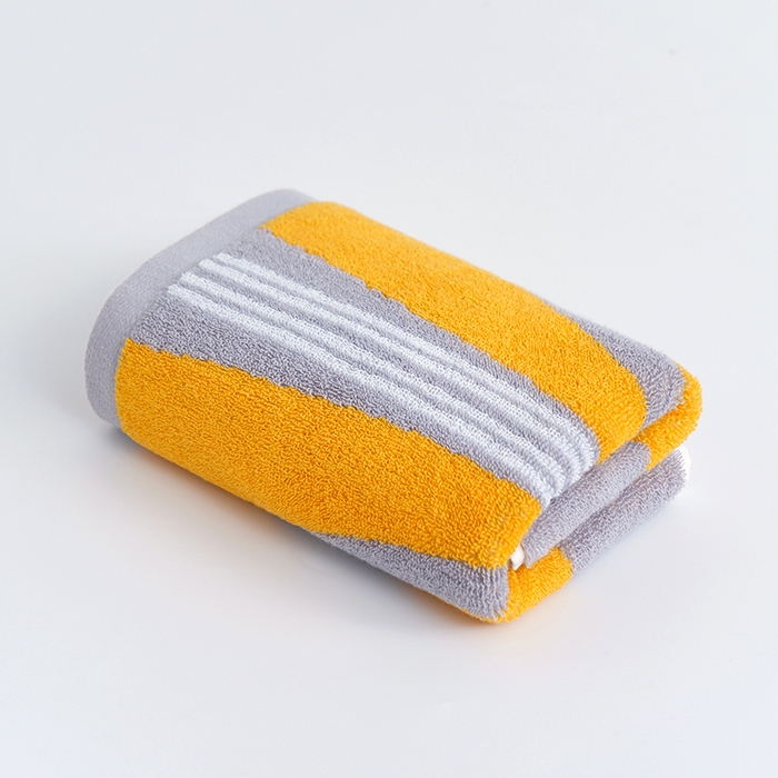 朴尔家纺-毛巾被 2026新款纯棉32股运动风男士色织条纹笑脸加厚毛巾浴巾组合 毛巾-运动条纹系-黄 毛巾35x75cm/条