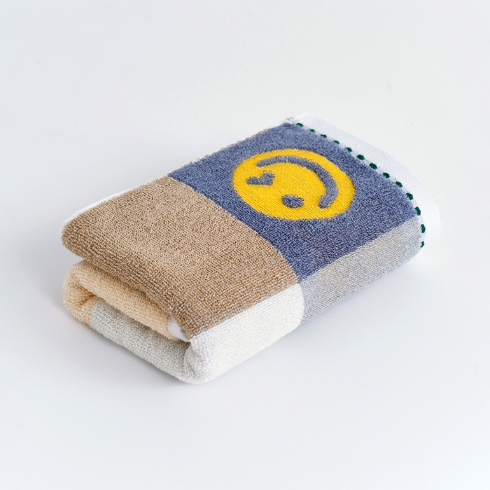 朴尔家纺-毛巾被 2026新款纯棉32股运动风男士色织条纹笑脸加厚毛巾浴巾组合 毛巾-笑脸系-蓝 浴巾70x140cm/条