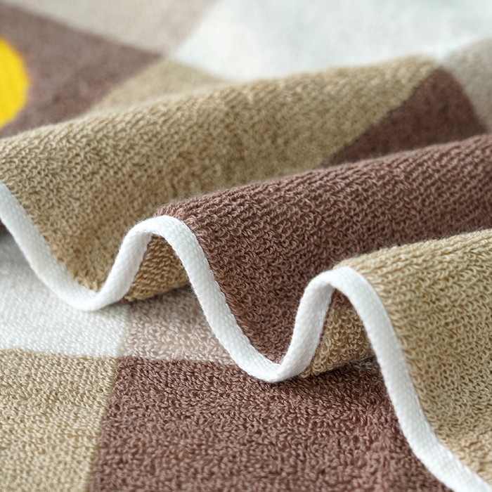 91家纺网 家纺一手货源 找家纺 朴尔家纺-毛巾被 2026新款纯棉32股运动风男士色织条纹笑脸加厚毛巾浴巾组合 毛巾-笑脸系-橘 毛巾35x75cm/条