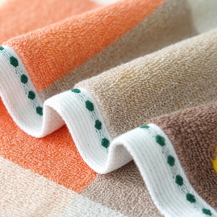 91家纺网 家纺一手货源 找家纺 朴尔家纺-毛巾被 2026新款纯棉32股运动风男士色织条纹笑脸加厚毛巾浴巾组合 毛巾-笑脸系-橘 毛巾+浴巾