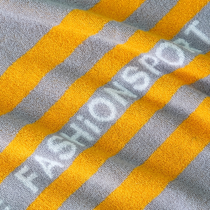 91家纺网 家纺一手货源 找家纺 朴尔家纺-毛巾被 2026新款纯棉32股运动风男士色织条纹笑脸加厚毛巾浴巾组合 毛巾-运动条纹系-黄 毛巾+浴巾
