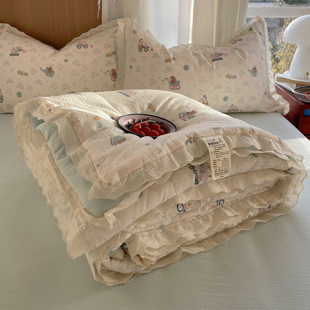 91家纺网 家纺一手货源 找家纺 （总）宝士康家纺 2026新款10A抗菌提花色织花边单夏被/夏被四件套/空调被