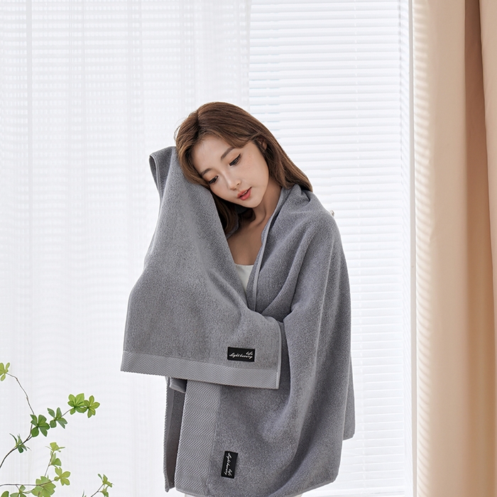 91家纺网 家纺一手货源 找家纺 朴尔家纺-毛巾被 2026新款全棉纯棉32股酒店风黑标加厚毛巾浴巾组合 毛巾-黑标-深灰 浴巾70x140cm/条