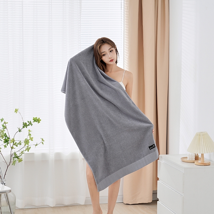 91家纺网 家纺一手货源 找家纺 朴尔家纺-毛巾被 2026新款全棉纯棉32股酒店风黑标加厚毛巾浴巾组合 浴巾-黑标-深灰 毛巾35x75cm/条