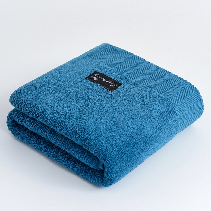朴尔家纺-毛巾被 2026新款全棉纯棉32股酒店风黑标加厚毛巾浴巾组合 浴巾-黑标-深蓝 毛巾35x75cm/条