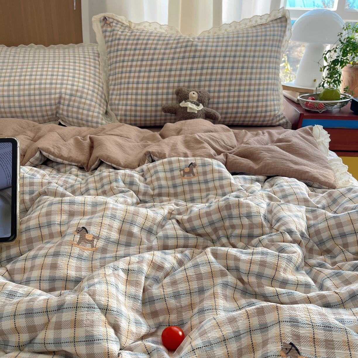 91家纺网 家纺一手货源 找家纺 宝士康家纺 2026新款10A抗菌提花色织花边单夏被/夏被四件套/空调被 雾格马