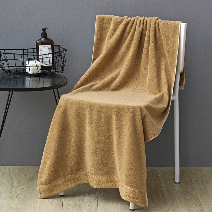 91家纺网 家纺一手货源 找家纺 朴尔家纺-毛巾被 2026新款全棉纯棉32股酒店风迷宫格加厚毛巾浴巾组合 浴巾-迷宫格-落叶黄 毛巾35x75cm/条