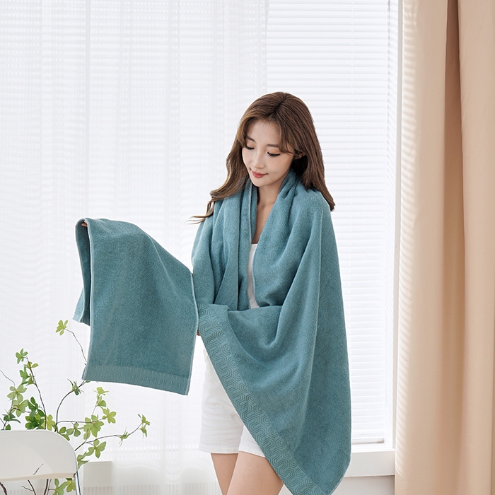 91家纺网 家纺一手货源 找家纺 朴尔家纺-毛巾被 2026新款全棉纯棉32股酒店风迷宫格加厚毛巾浴巾组合 浴巾-迷宫格-水雾蓝 毛巾35x75cm/条