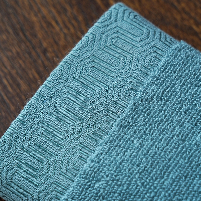 91家纺网 家纺一手货源 找家纺 朴尔家纺-毛巾被 2026新款全棉纯棉32股酒店风迷宫格加厚毛巾浴巾组合 毛巾-迷宫格-水雾蓝 浴巾70x140cm/条