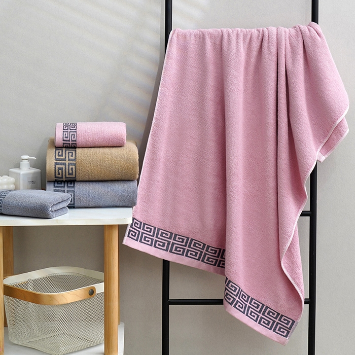 91家纺网 家纺一手货源 找家纺 朴尔家纺-毛巾被 2026新款全棉纯棉32股民族风长城格加厚毛巾浴巾方巾三件套组合 组合图仅供展示 方巾34x34cm/条