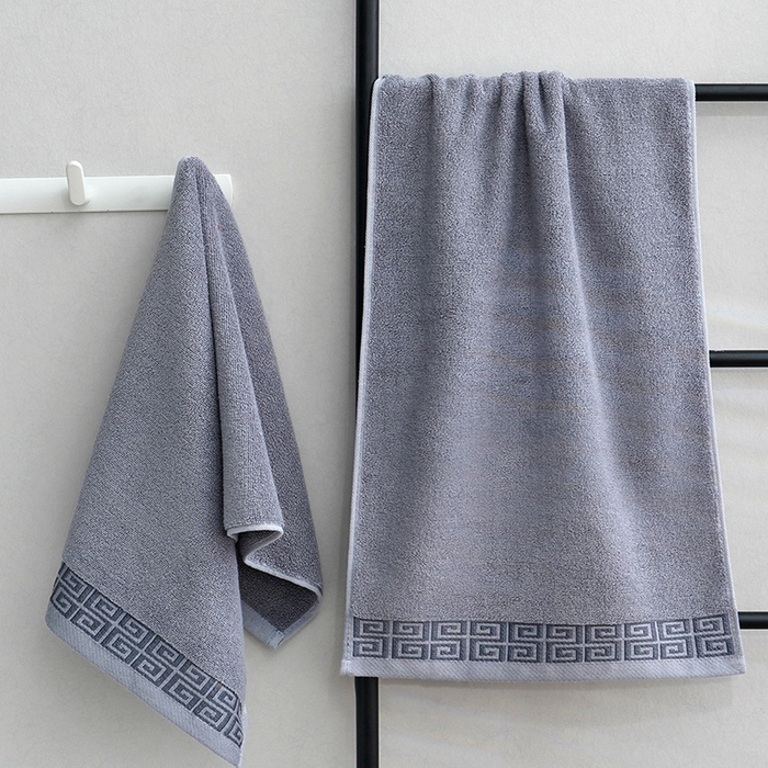 91家纺网 家纺一手货源 找家纺 朴尔家纺-毛巾被 2026新款全棉纯棉32股民族风长城格加厚毛巾浴巾方巾三件套组合 组合图仅供展示 方巾34x34cm/条