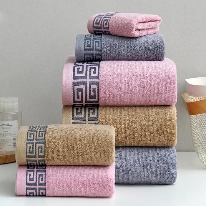 朴尔家纺-毛巾被 2026新款全棉纯棉32股民族风长城格加厚毛巾浴巾方巾三件套组合 组合图仅供展示 方巾34x34cm/条