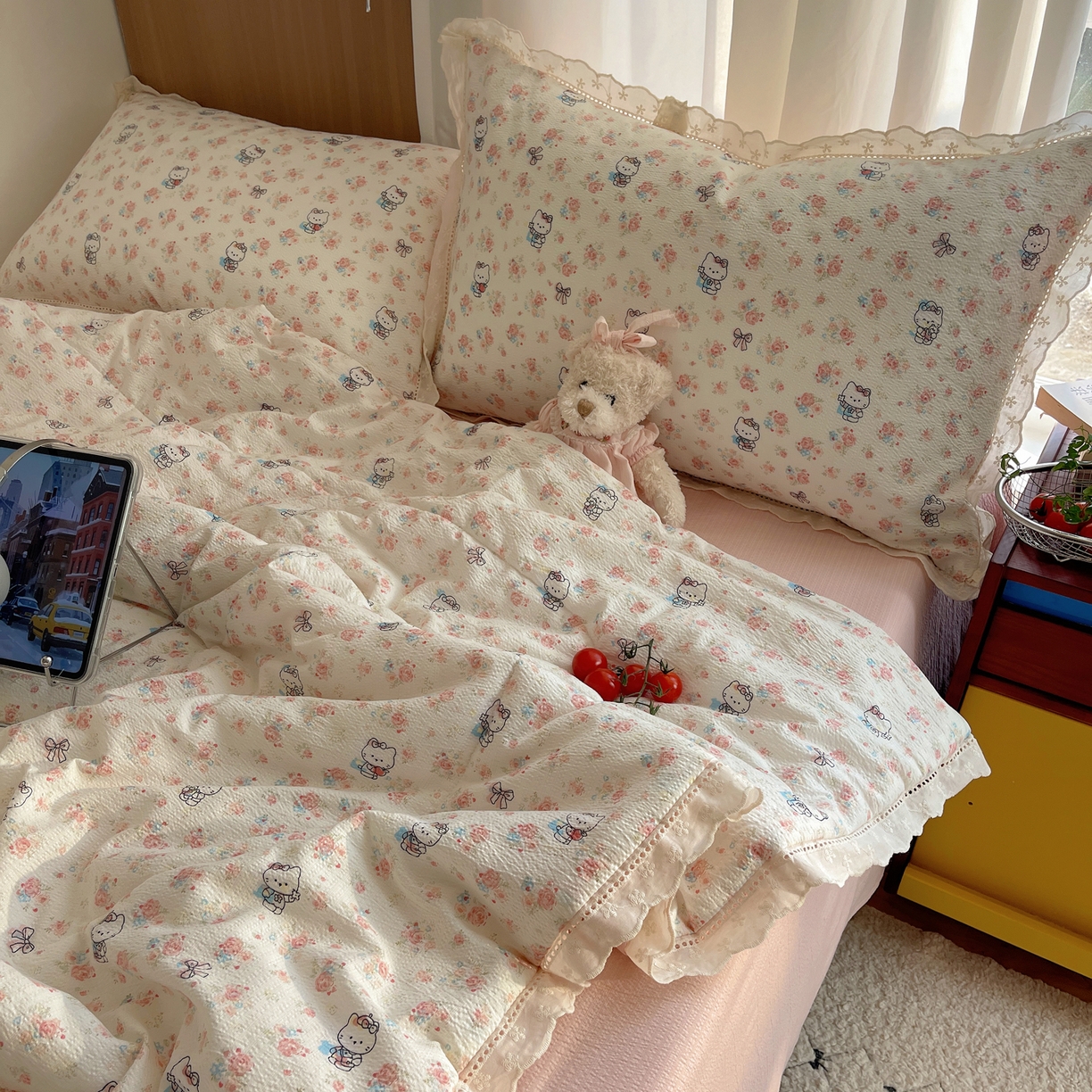 91家纺网 家纺一手货源 找家纺 宝士康家纺 2026新款10A抗菌提花色织花边单夏被/夏被四件套/空调被 花样KT