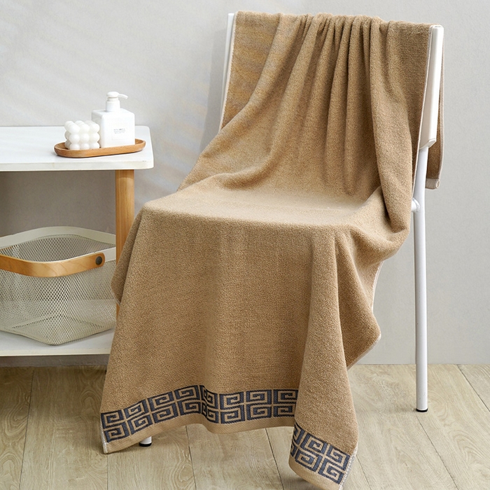 91家纺网 家纺一手货源 找家纺 朴尔家纺-毛巾被 2026新款全棉纯棉32股民族风长城格加厚毛巾浴巾方巾三件套组合 组合图仅供展示 浴巾70x140cm/条