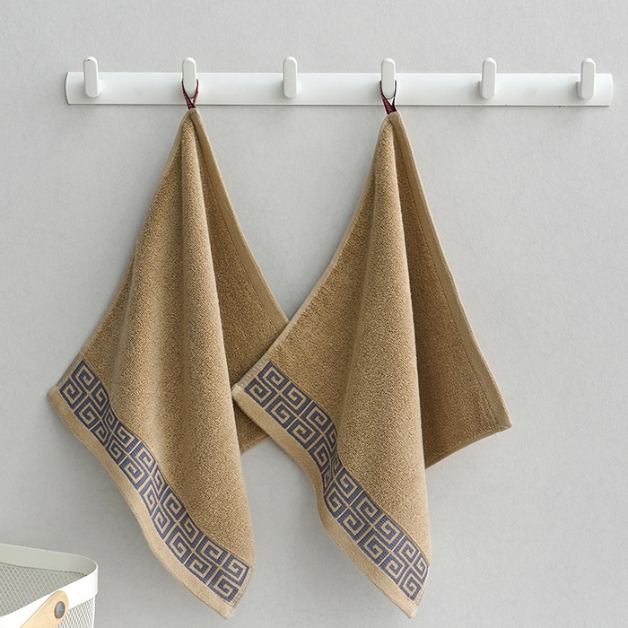 91家纺网 家纺一手货源 找家纺 朴尔家纺-毛巾被 2026新款全棉纯棉32股民族风长城格加厚毛巾浴巾方巾三件套组合 毛巾-长城格-棕色 方巾34x34cm/条