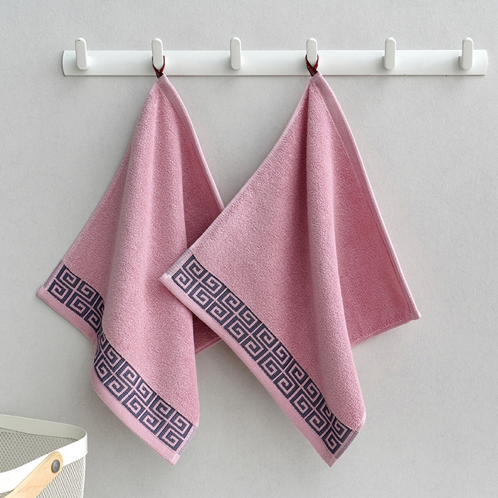 91家纺网 家纺一手货源 找家纺 朴尔家纺-毛巾被 2026新款全棉纯棉32股民族风长城格加厚毛巾浴巾方巾三件套组合 毛巾-长城格-粉色 毛巾35x75cm/条