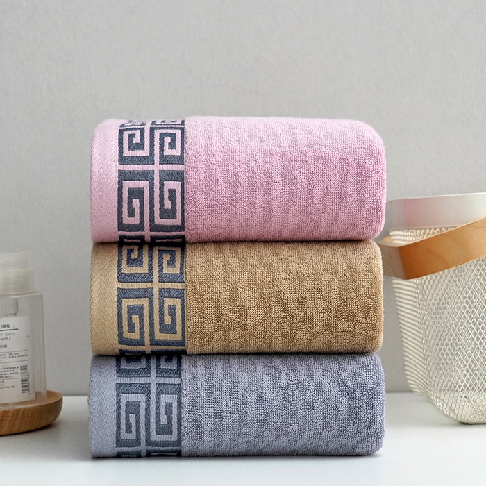 91家纺网 家纺一手货源 找家纺 朴尔家纺-毛巾被 2026新款全棉纯棉32股民族风长城格加厚毛巾浴巾方巾三件套组合 组合图仅供展示 浴巾70x140cm/条