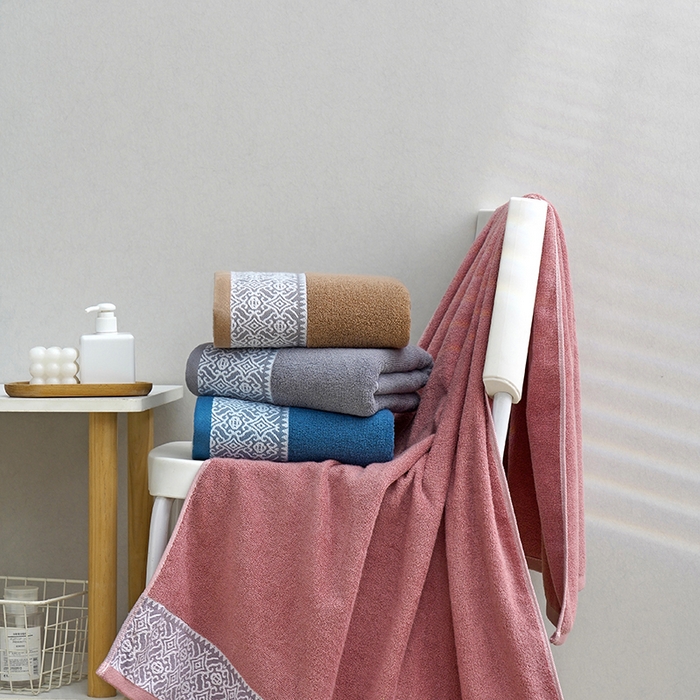 91家纺网 家纺一手货源 找家纺 朴尔家纺-毛巾被 2026新款全棉纯棉32股弱捻浮雕织花加厚毛巾浴巾组合 组合图仅供展示 毛巾35x75cm/条