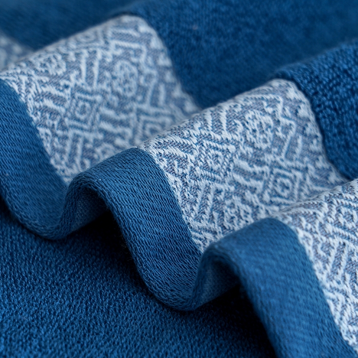 91家纺网 家纺一手货源 找家纺 朴尔家纺-毛巾被 2026新款全棉纯棉32股弱捻浮雕织花加厚毛巾浴巾组合 浴巾-浮雕织花-藏蓝 浴巾70x140cm/条