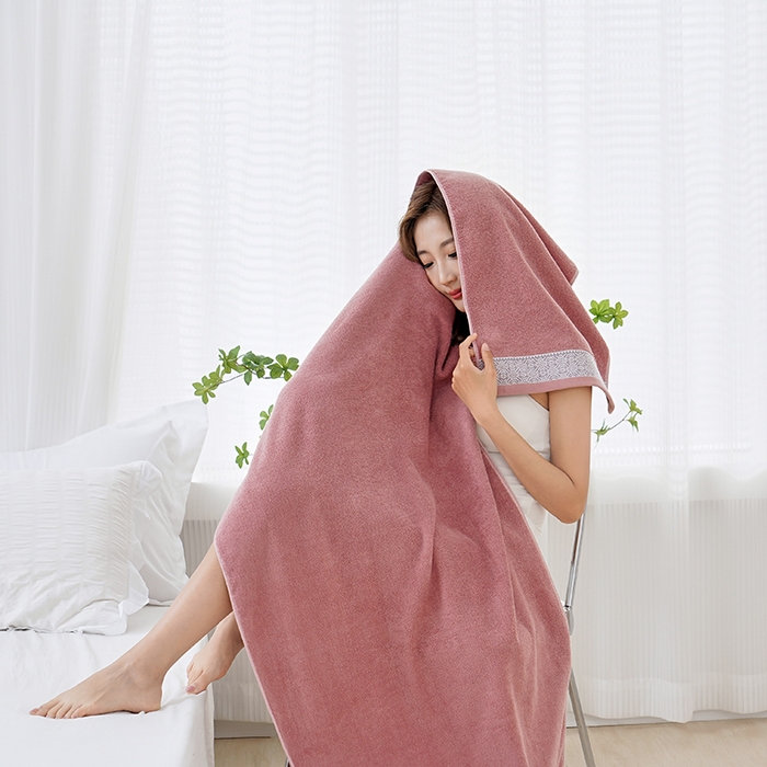 91家纺网 家纺一手货源 找家纺 朴尔家纺-毛巾被 2026新款全棉纯棉32股弱捻浮雕织花加厚毛巾浴巾组合 浴巾-浮雕织花-暖粉 浴巾70x140cm/条