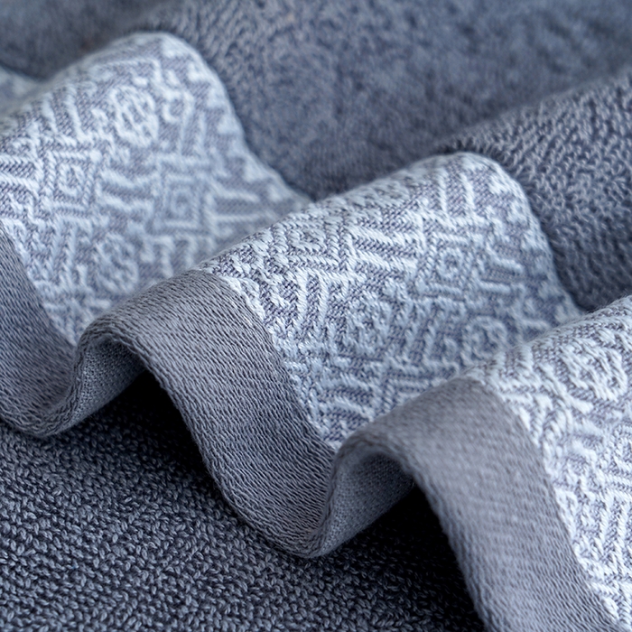 91家纺网 家纺一手货源 找家纺 朴尔家纺-毛巾被 2026新款全棉纯棉32股弱捻浮雕织花加厚毛巾浴巾组合 浴巾-浮雕织花-深灰 毛巾35x75cm/条