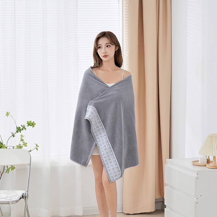 91家纺网 家纺一手货源 找家纺 朴尔家纺-毛巾被 2026新款全棉纯棉32股弱捻浮雕织花加厚毛巾浴巾组合 浴巾-浮雕织花-深灰 浴巾70x140cm/条