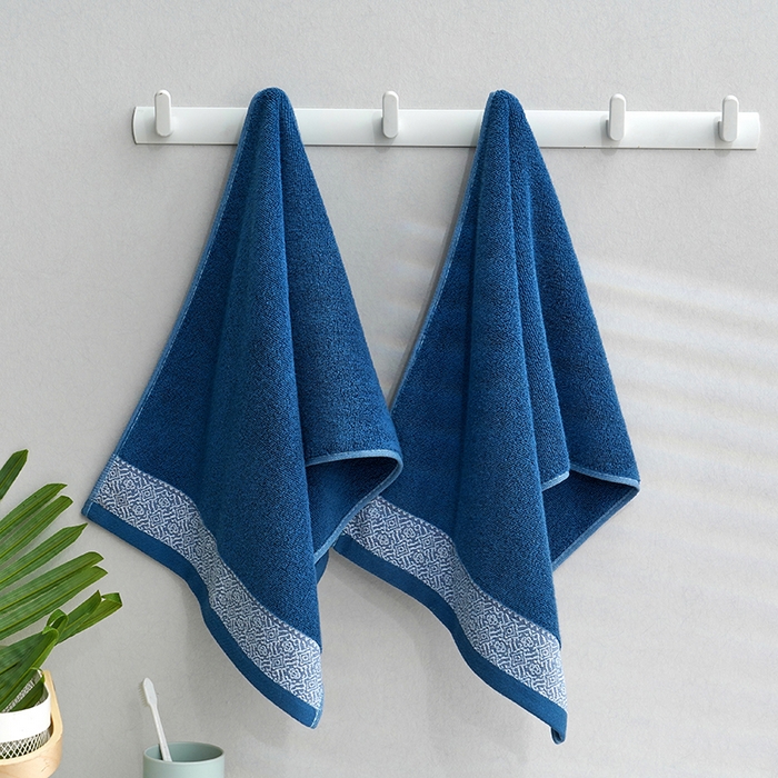 91家纺网 家纺一手货源 找家纺 朴尔家纺-毛巾被 2026新款全棉纯棉32股弱捻浮雕织花加厚毛巾浴巾组合 毛巾-浮雕织花-藏蓝 毛巾35x75cm/条