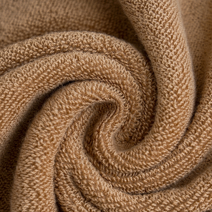 91家纺网 家纺一手货源 找家纺 朴尔家纺-毛巾被 2026新款全棉纯棉32股弱捻浮雕织花加厚毛巾浴巾组合 毛巾-浮雕织花-焦糖 浴巾70x140cm/条