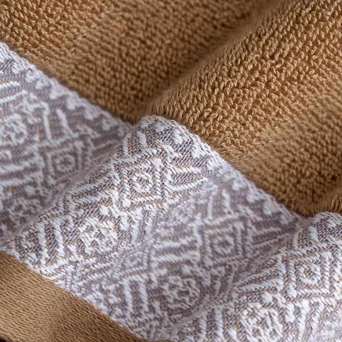 91家纺网 家纺一手货源 找家纺 朴尔家纺-毛巾被 2026新款全棉纯棉32股弱捻浮雕织花加厚毛巾浴巾组合 毛巾-浮雕织花-焦糖 浴巾70x140cm/条